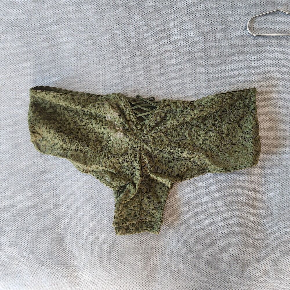 Victoria's Secret Small Green‎ Lacie Up Bow Cheeky Panty NWT